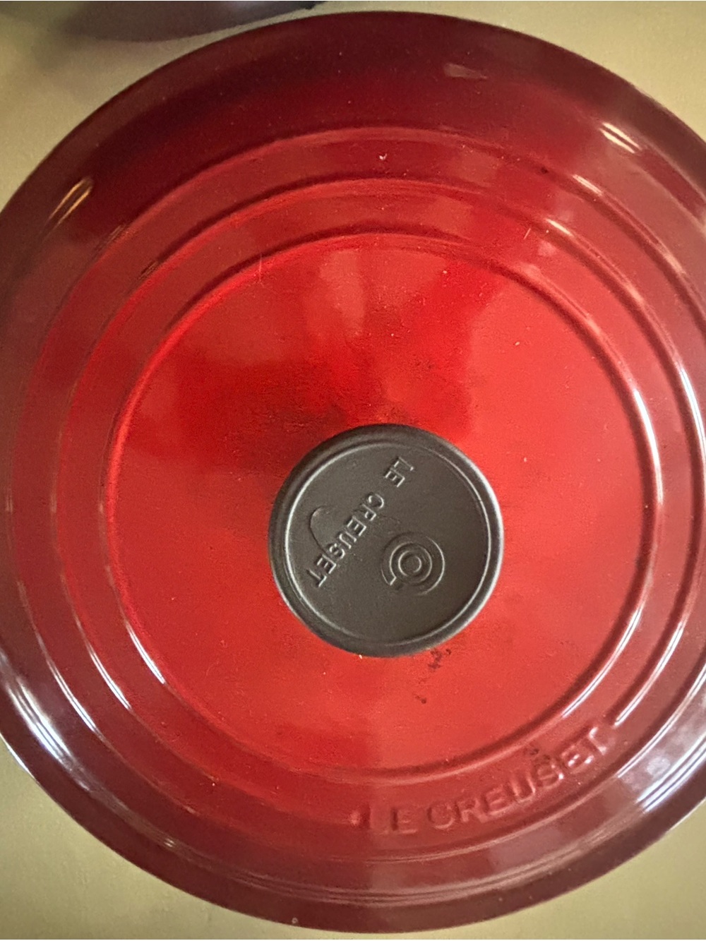 Le Creuset Red Round Dutch Oven Lid with Black Knob